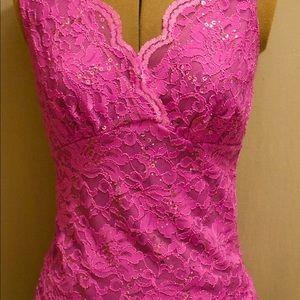 Boston Proper Pink Sequin Top